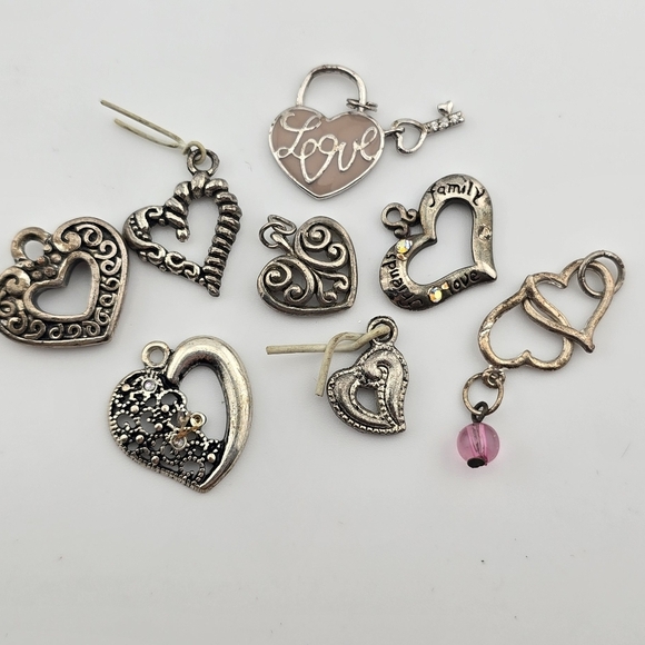 8pc Mixed Heart & Love Theme Charms Set for DIY Jewelry Crafts - Picture 4 of 4